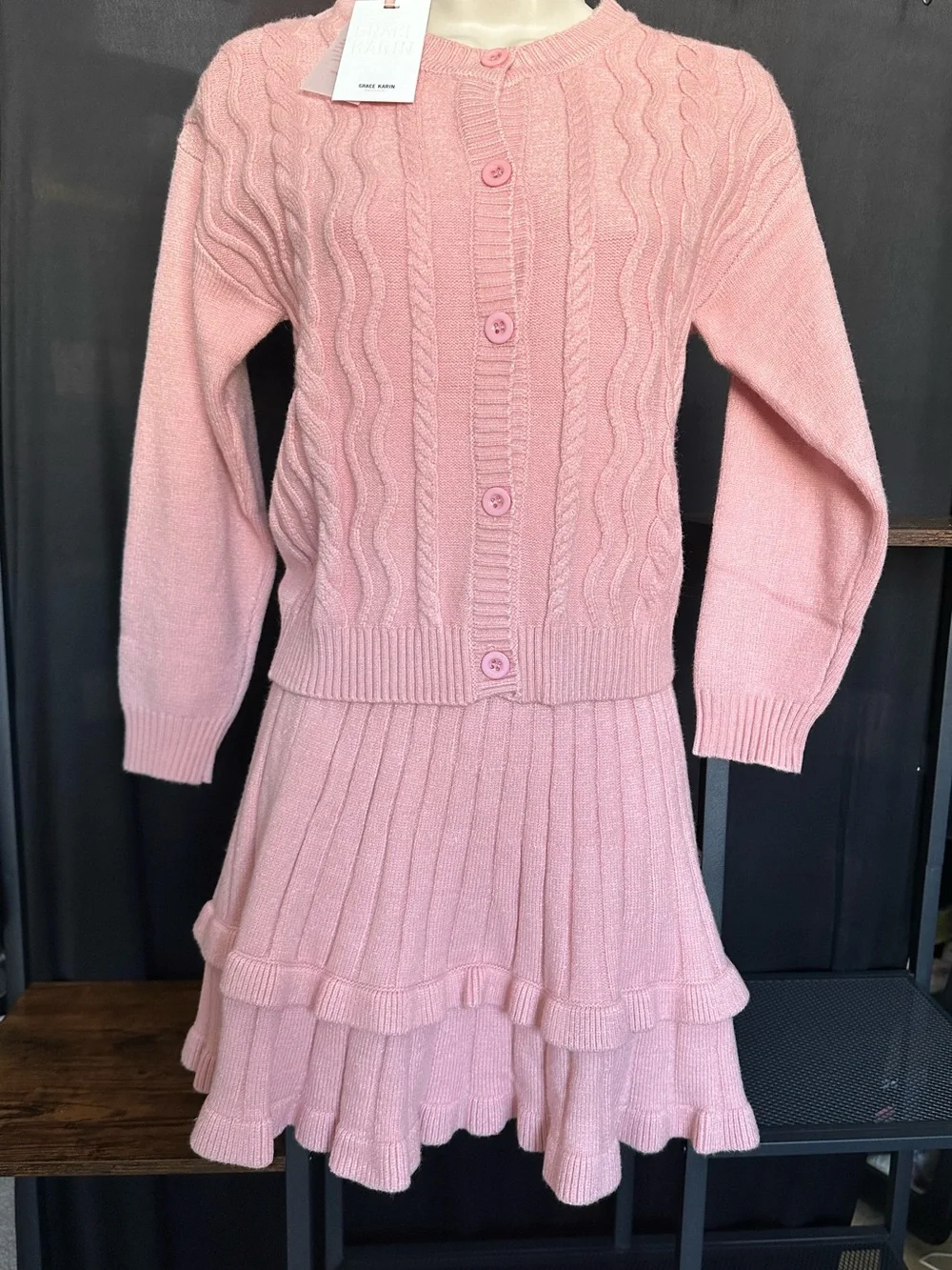 Girls 2 piece skirt and cardigan set